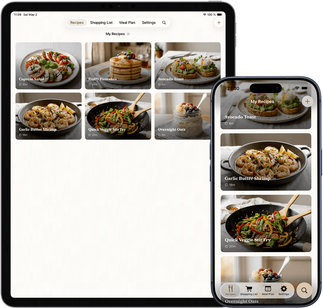 Hauptgang recipe app on iPad and iPhone